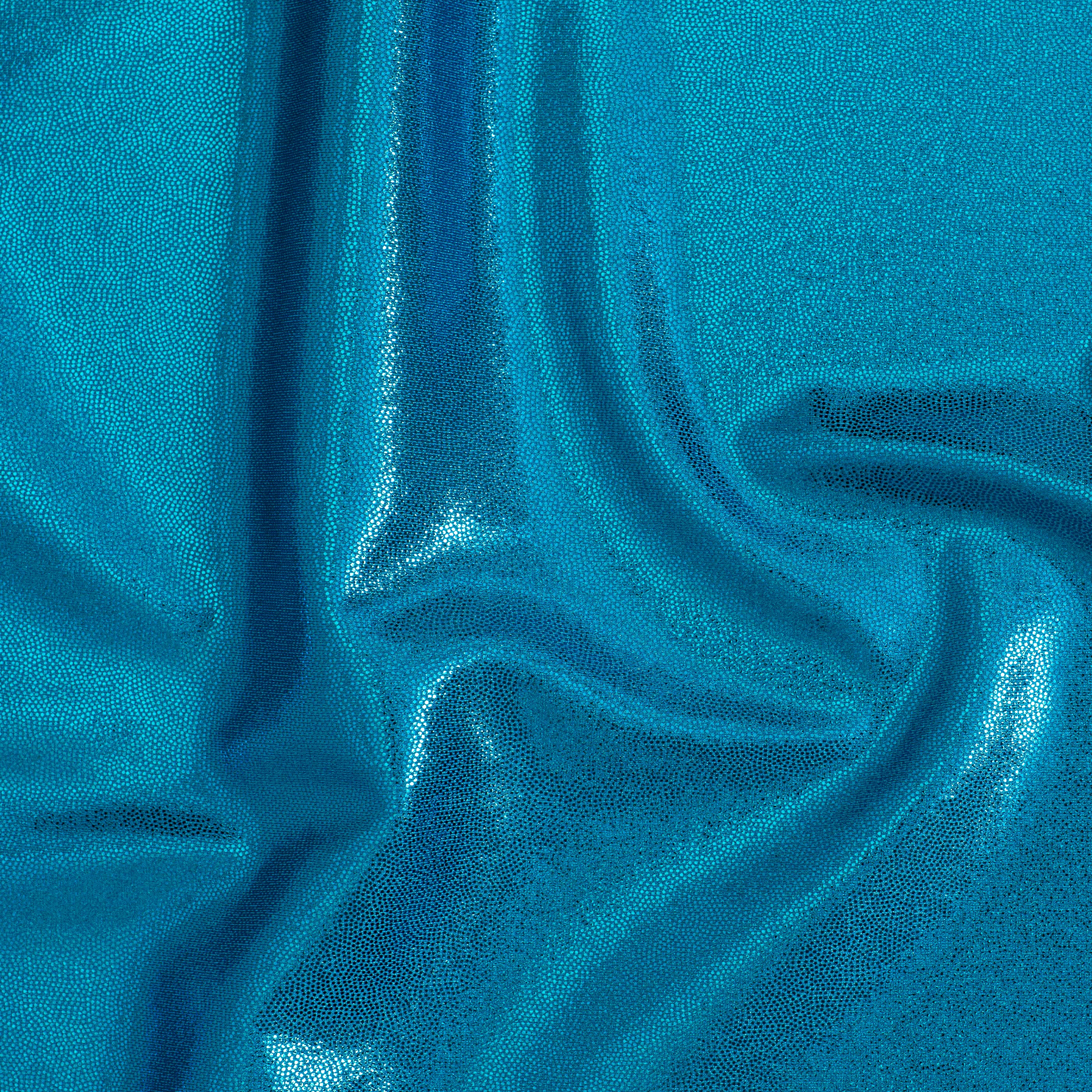 Nylon Spandex Tricot Fabric with Foggy Foil | Spandex Palace - Turquoise