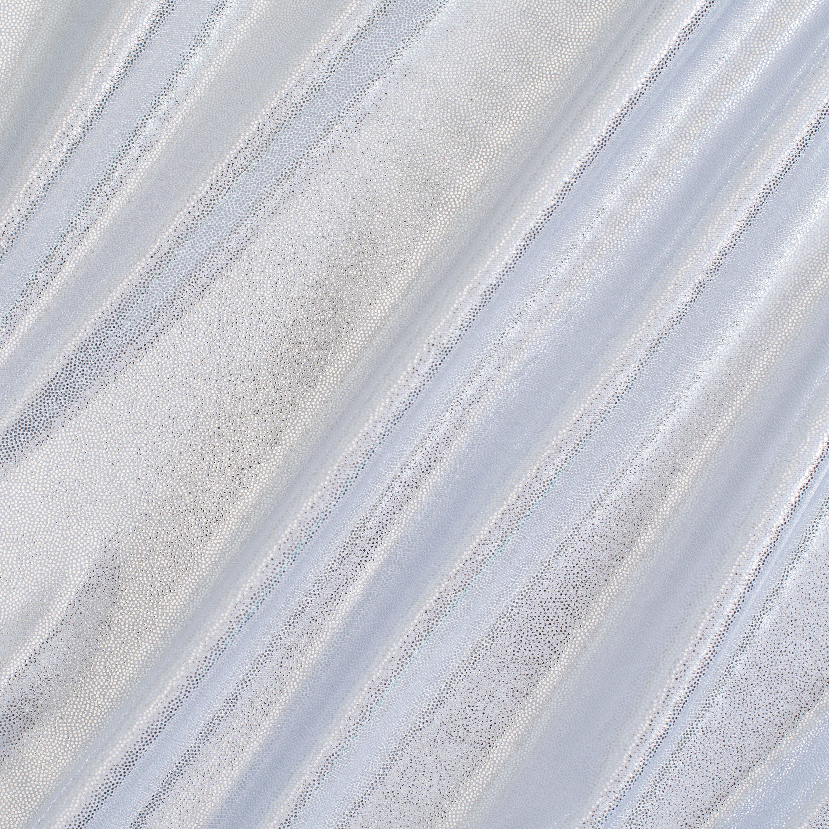 Nylon Spandex Tricot Fabric with Foggy Foil | Spandex Palace - White Silver