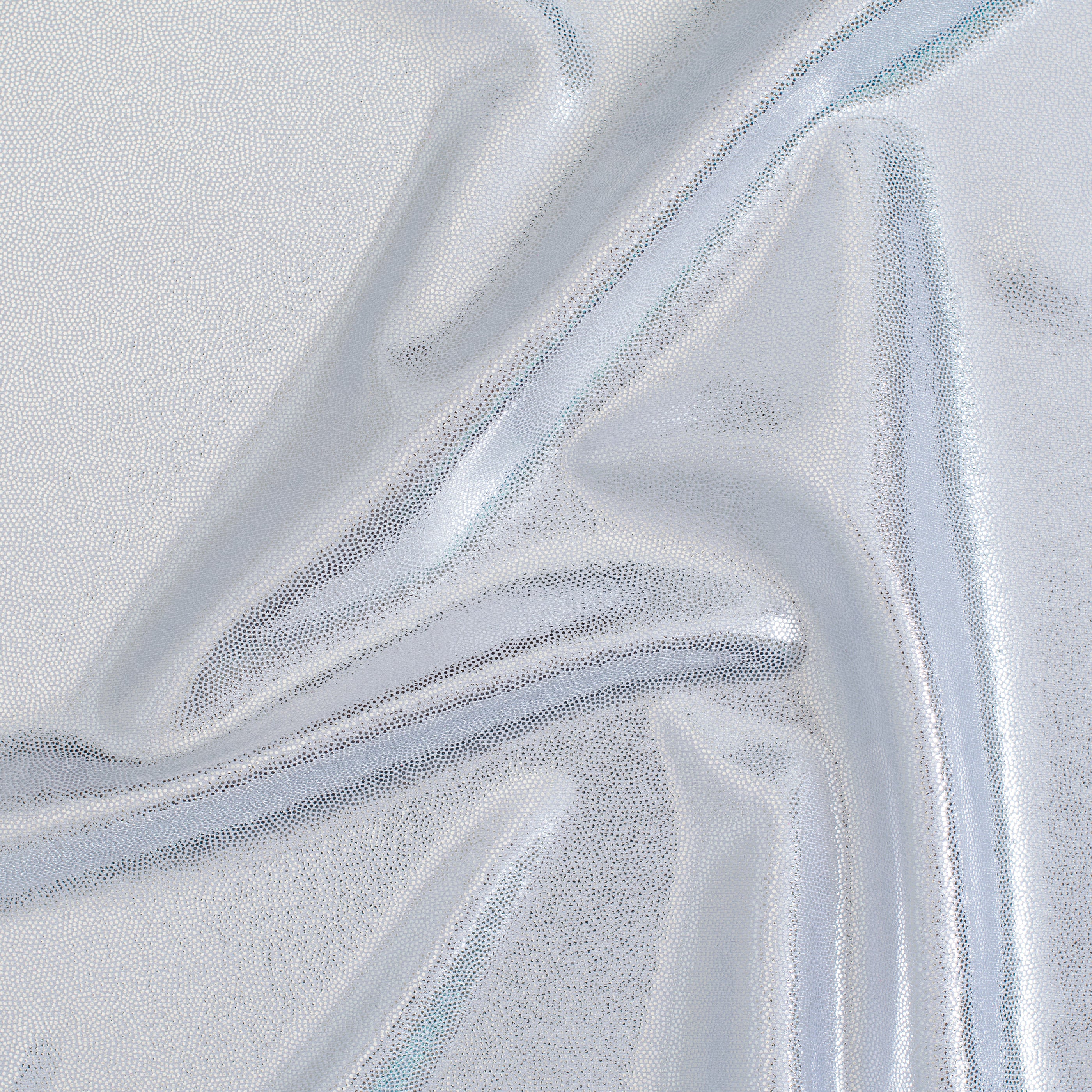 Nylon Spandex Tricot Fabric with Foggy Foil | Spandex Palace - White Silver