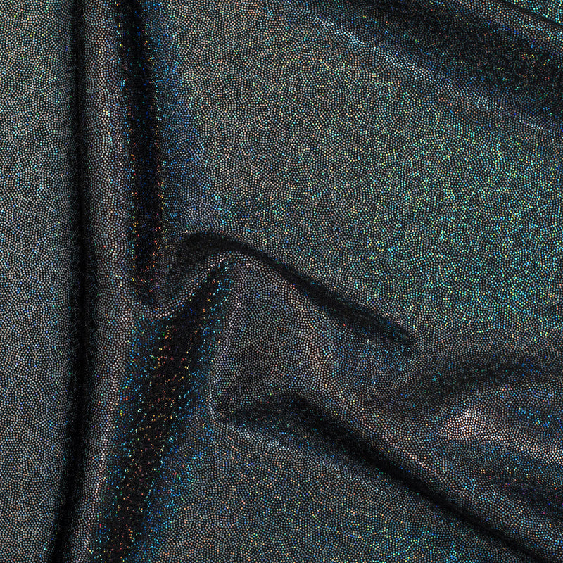 Hologram Stretch Nylon Spandex Fabric with Foggy Foil | Spandex Palace - Black