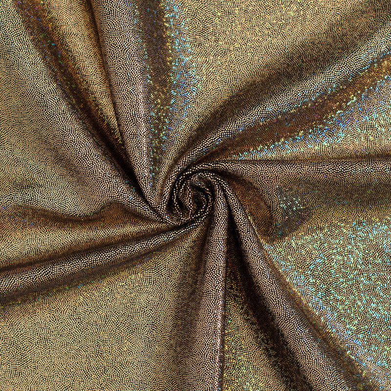 Hologram Stretch Nylon Spandex Fabric with Foggy Foil | Spandex Palace - Black Gold