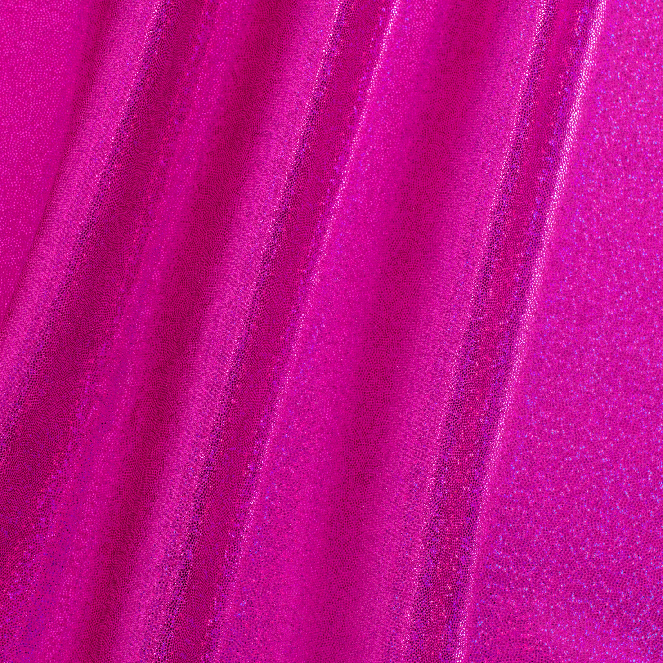 Hologram Stretch Nylon Spandex Fabric with Foggy Foil | Spandex Palace - Hot Pink Fuchsia