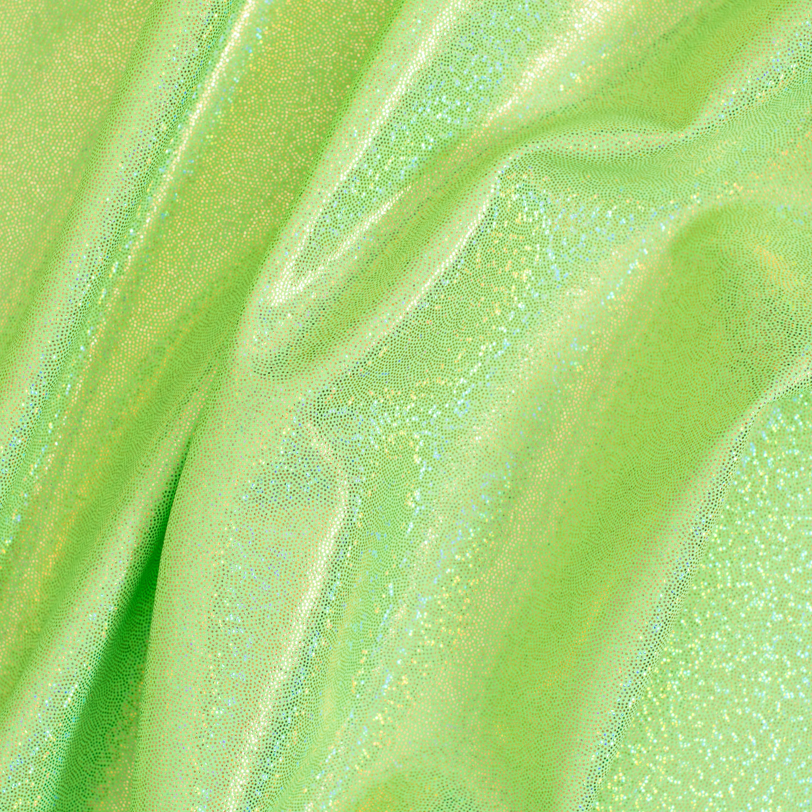 Hologram Stretch Nylon Spandex Fabric with Foggy Foil | Spandex Palace - Lime Gold