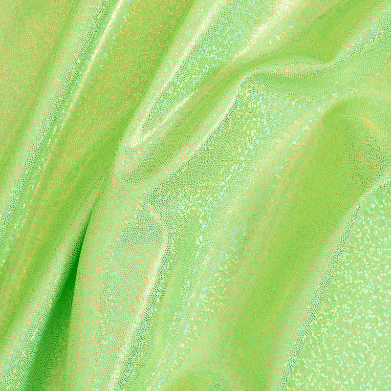Hologram Stretch Nylon Spandex Fabric with Foggy Foil | Spandex Palace - Lime Gold