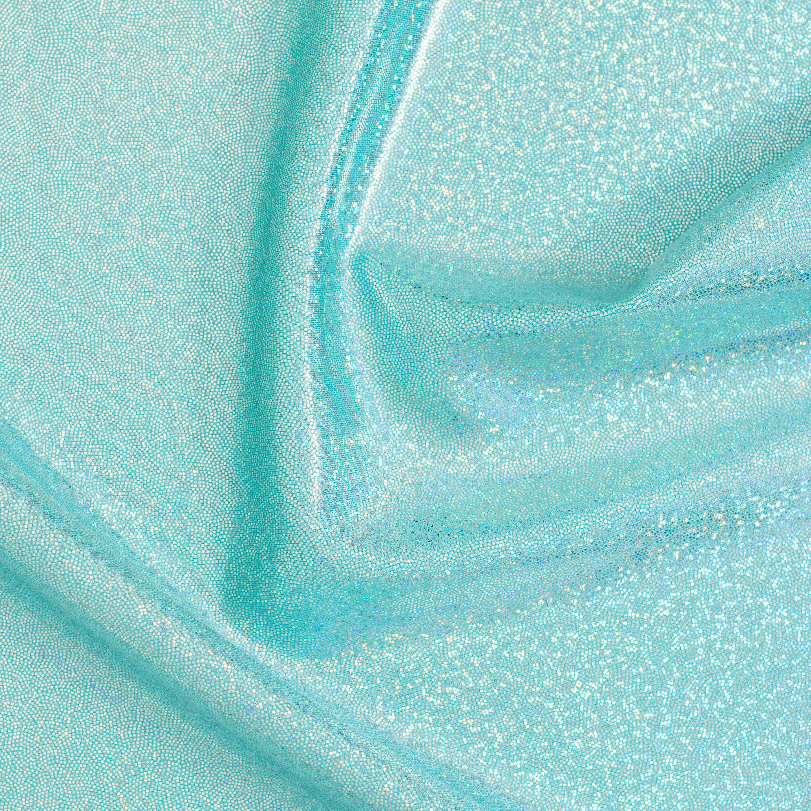 Hologram Stretch Nylon Spandex Fabric with Foggy Foil | Spandex Palace - Mint Silver