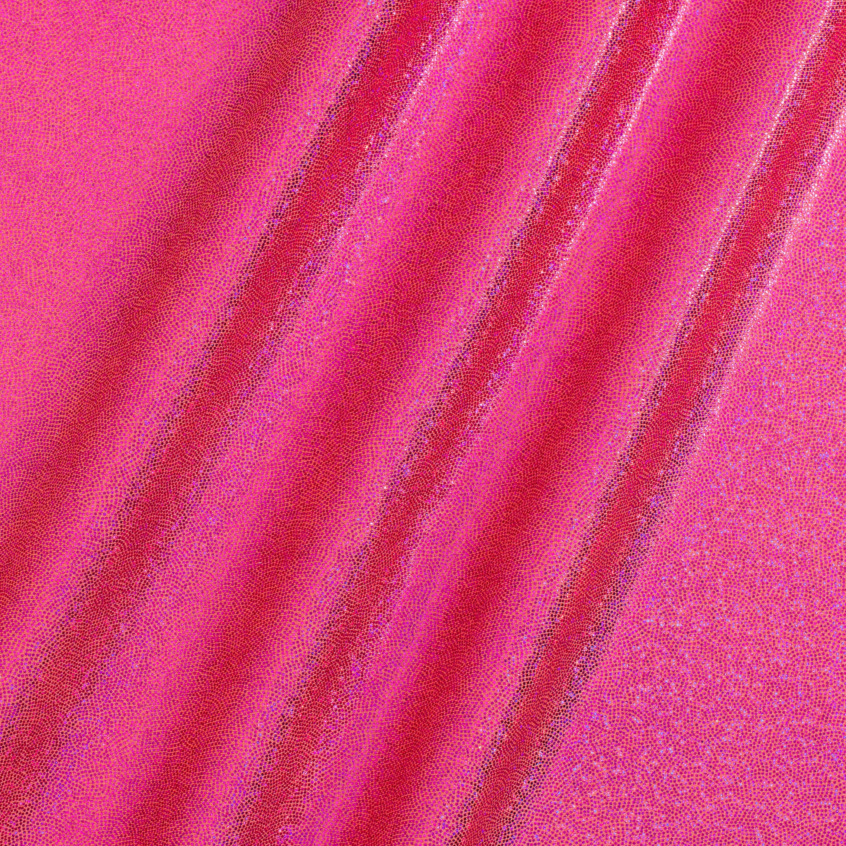 Hologram Stretch Nylon Spandex Fabric with Foggy Foil | Spandex Palace - Orange Fuchsia