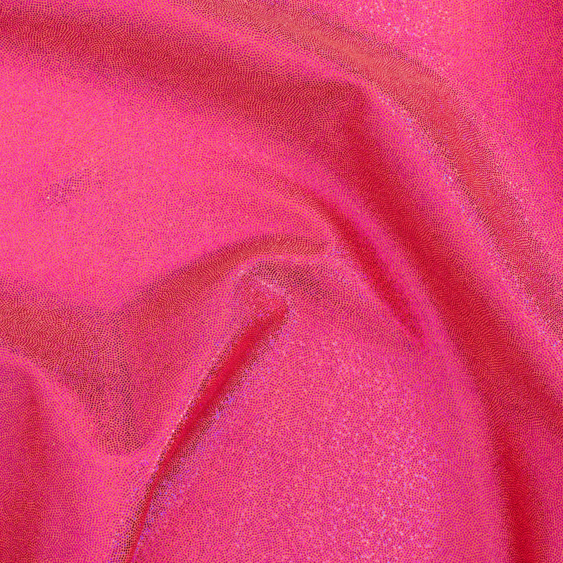 Hologram Stretch Nylon Spandex Fabric with Foggy Foil | Spandex Palace - Orange Fuchsia
