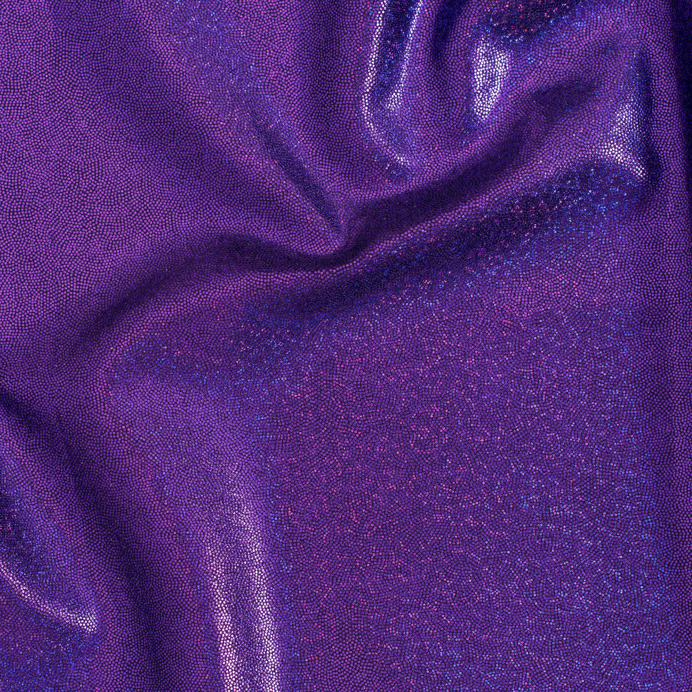 Hologram Stretch Nylon Spandex Fabric with Foggy Foil | Spandex Palace - Purple