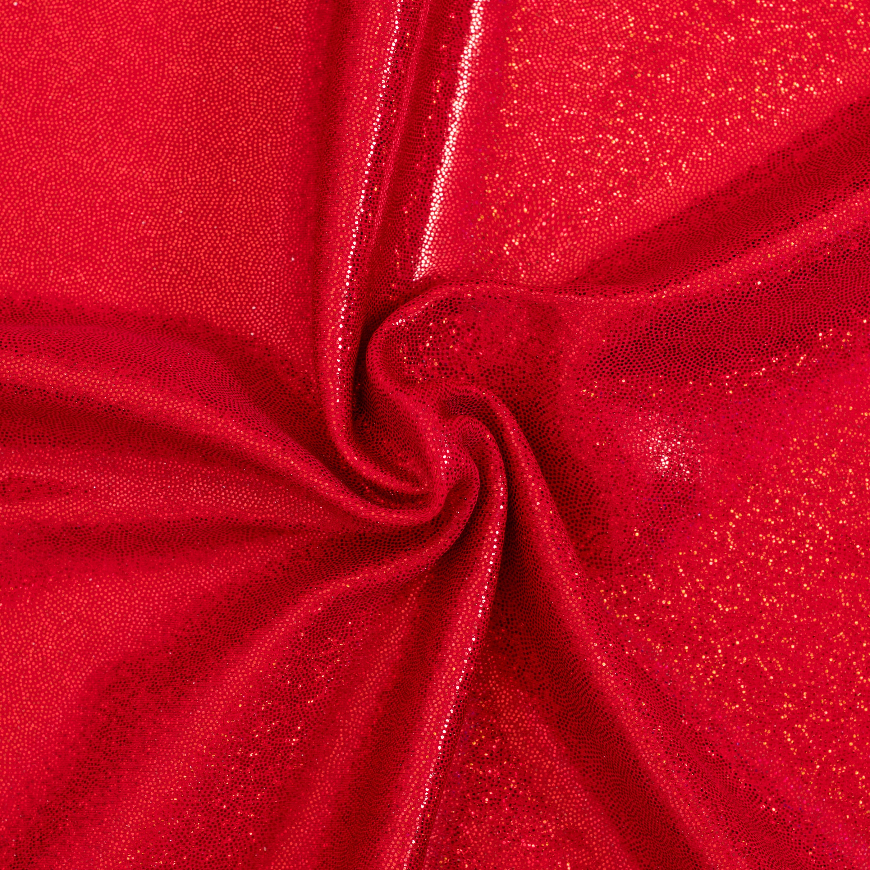 Hologram Stretch Nylon Spandex Fabric with Foggy Foil | Spandex Palace - Red