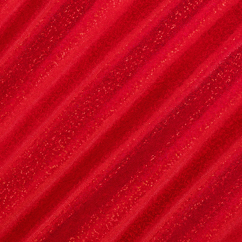 Hologram Stretch Nylon Spandex Fabric with Foggy Foil | Spandex Palace - Red