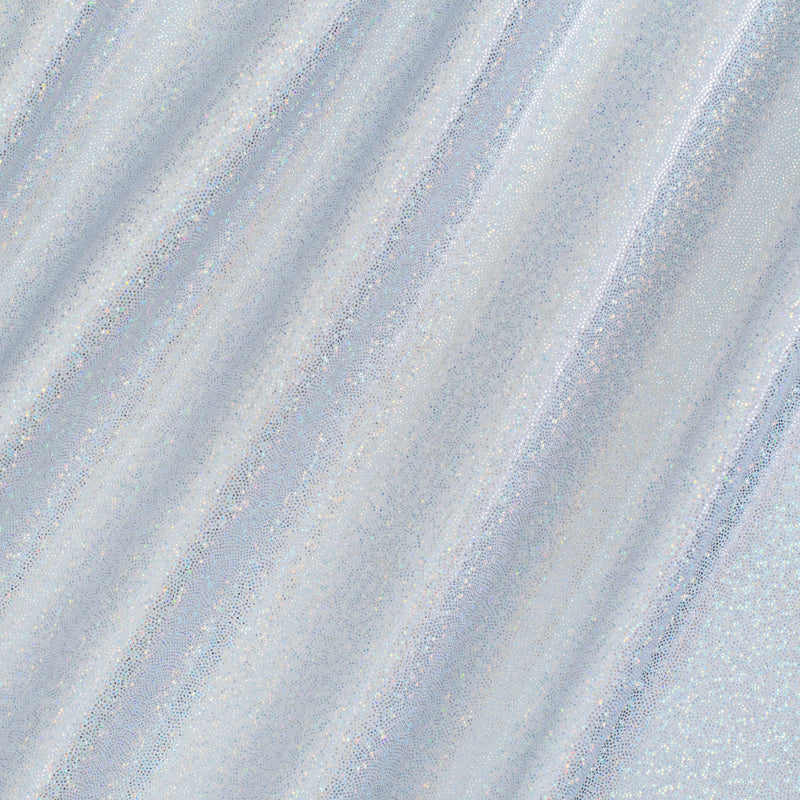 Hologram Stretch Nylon Spandex Fabric with Foggy Foil | Spandex Palace - White Silver
