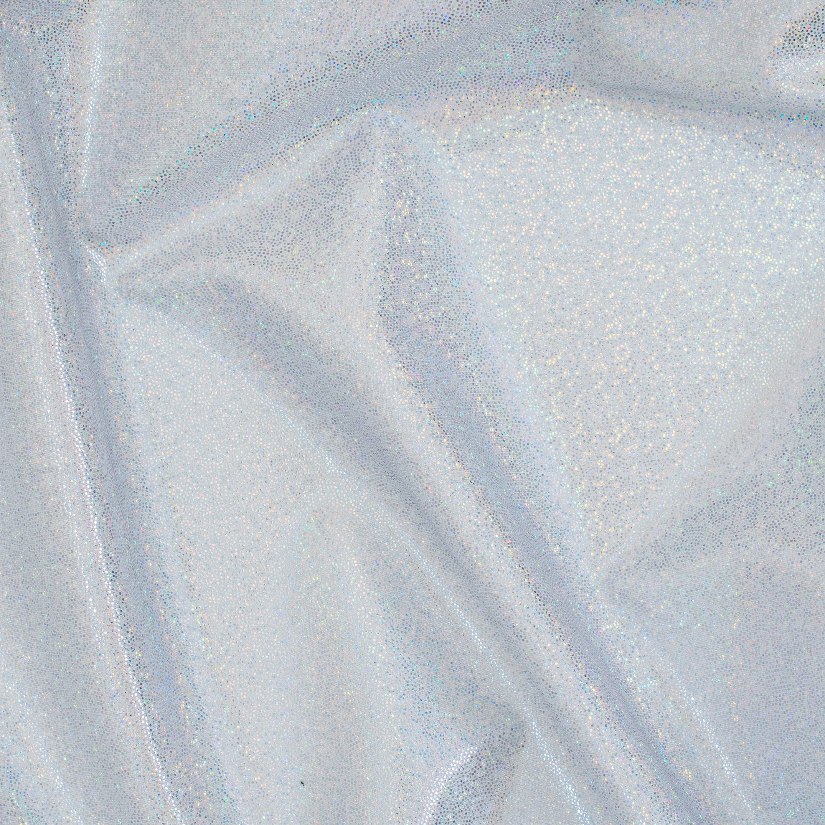 Hologram Stretch Nylon Spandex Fabric with Foggy Foil | Spandex Palace - White Silver