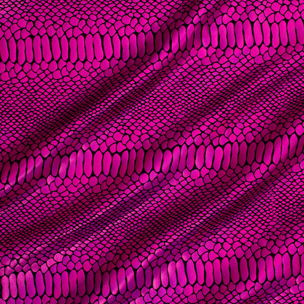 Fever Snake Foil Stretch Nylon Spandex Fabric | Spandex Palace Black Fuchsia