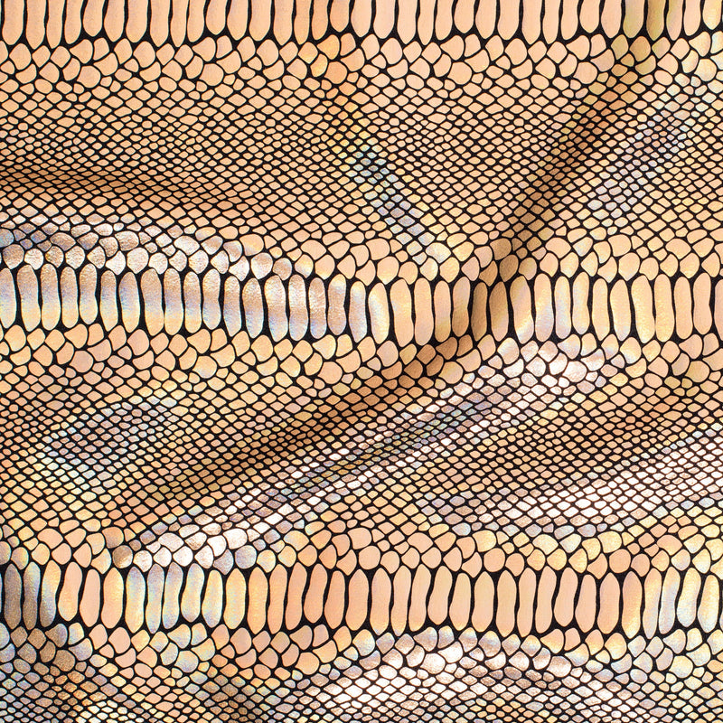 Fever Snake Foil Stretch Nylon Spandex Fabric | Spandex Palace Black Gold