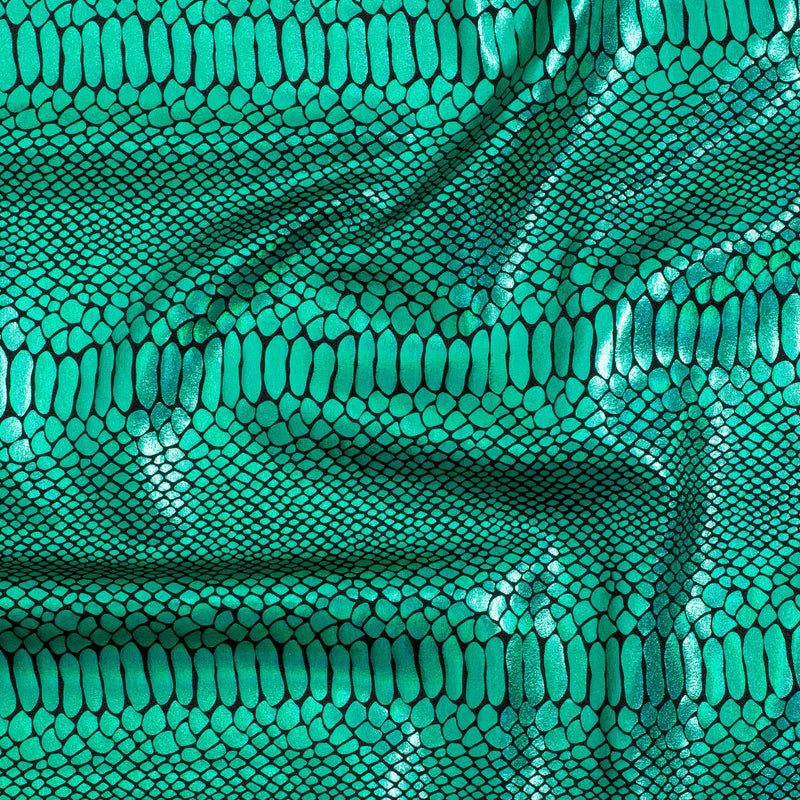 Fever Snake Foil Stretch Nylon Spandex Fabric | Spandex Palace Black Green