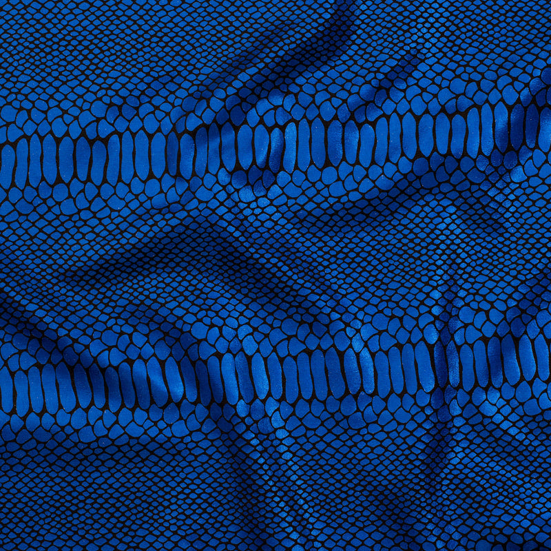 Fever Snake Foil Stretch Nylon Spandex Fabric | Spandex Palace Black Royal