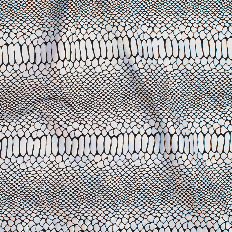 Fever Snake Foil Stretch Nylon Spandex Fabric | Spandex Palace Black Silver
