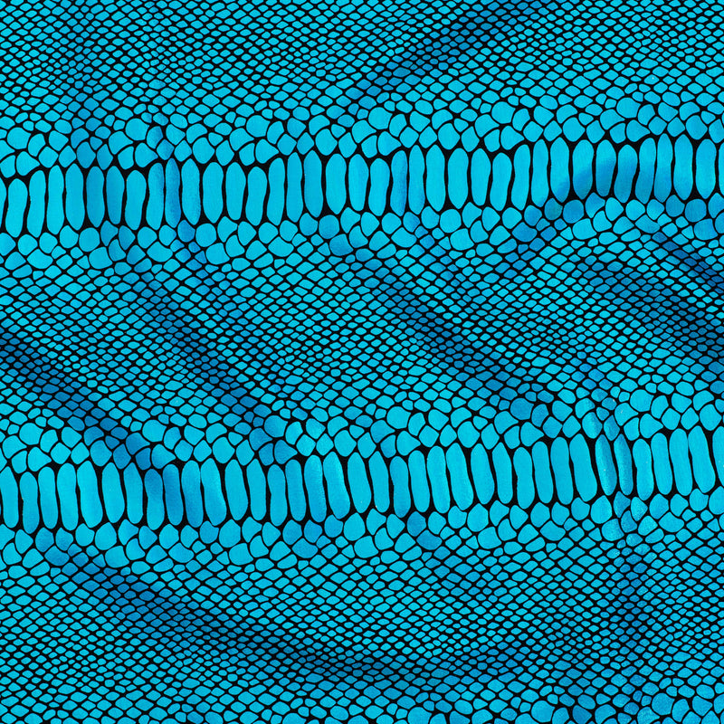 Fever Snake Foil Stretch Nylon Spandex Fabric | Spandex Palace Black Turquoise