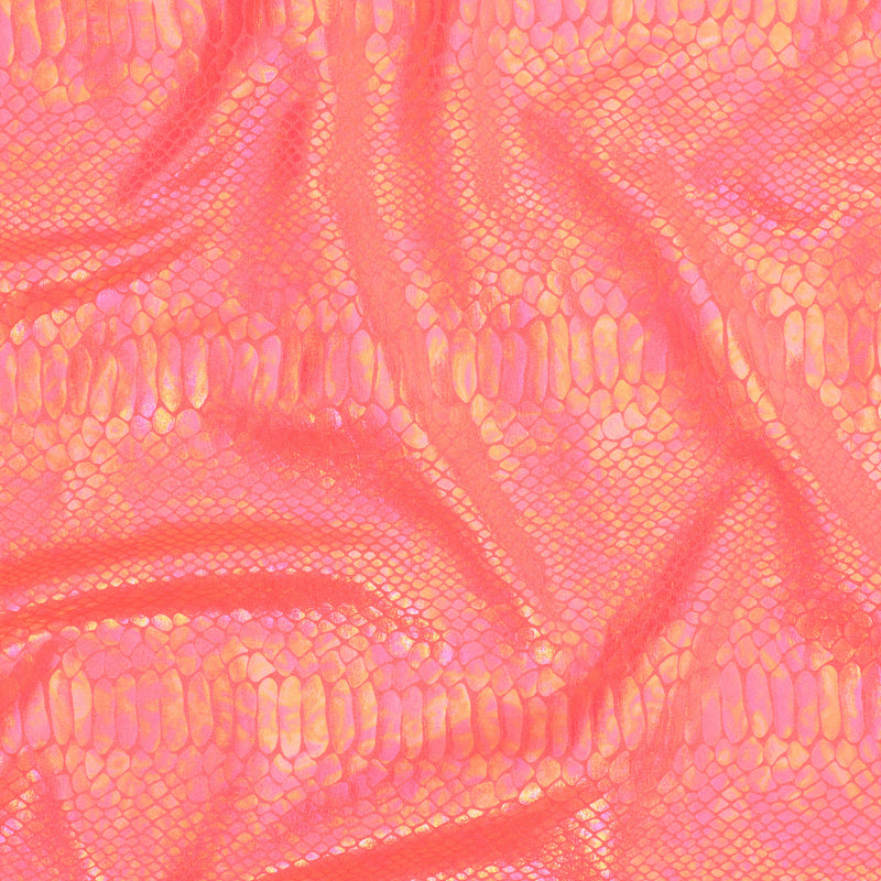 Fever Snake Foil Stretch Nylon Spandex Fabric | Spandex Palace Coral Illusion