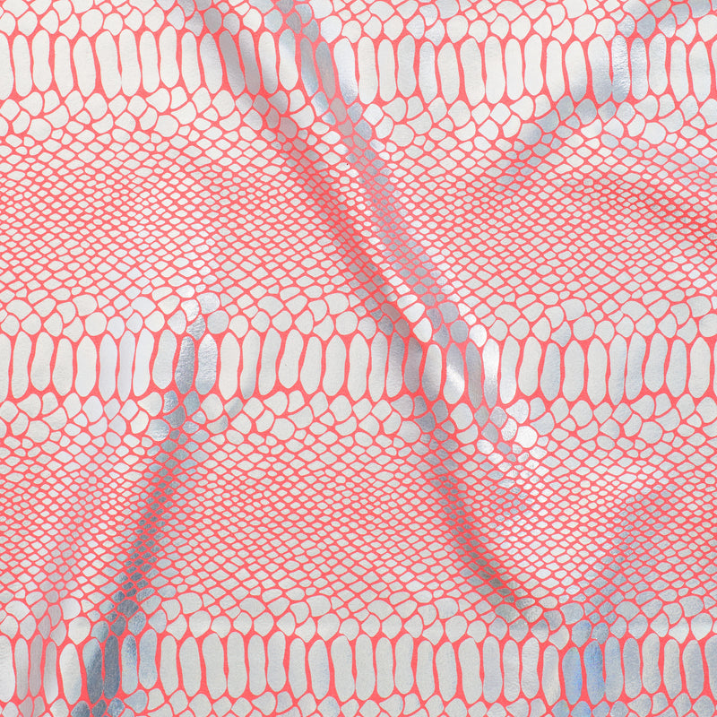 Fever Snake Foil Stretch Nylon Spandex Fabric | Spandex Palace Coral Silver
