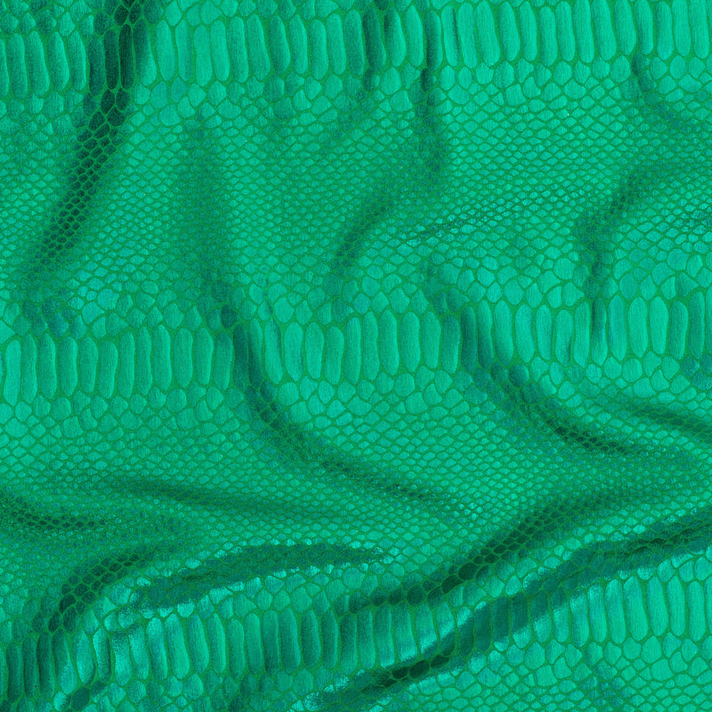 Fever Snake Foil Stretch Nylon Spandex Fabric | Spandex Palace Green Green
