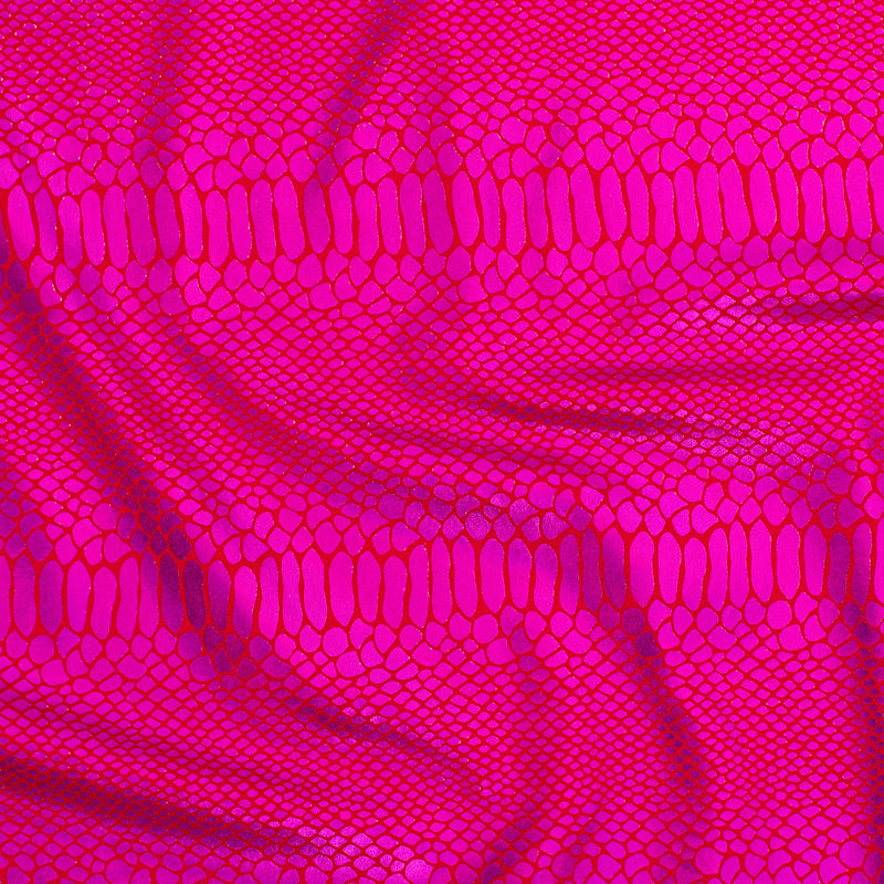 Fever Snake Foil Stretch Nylon Spandex Fabric | Spandex Palace Red Fuchsia