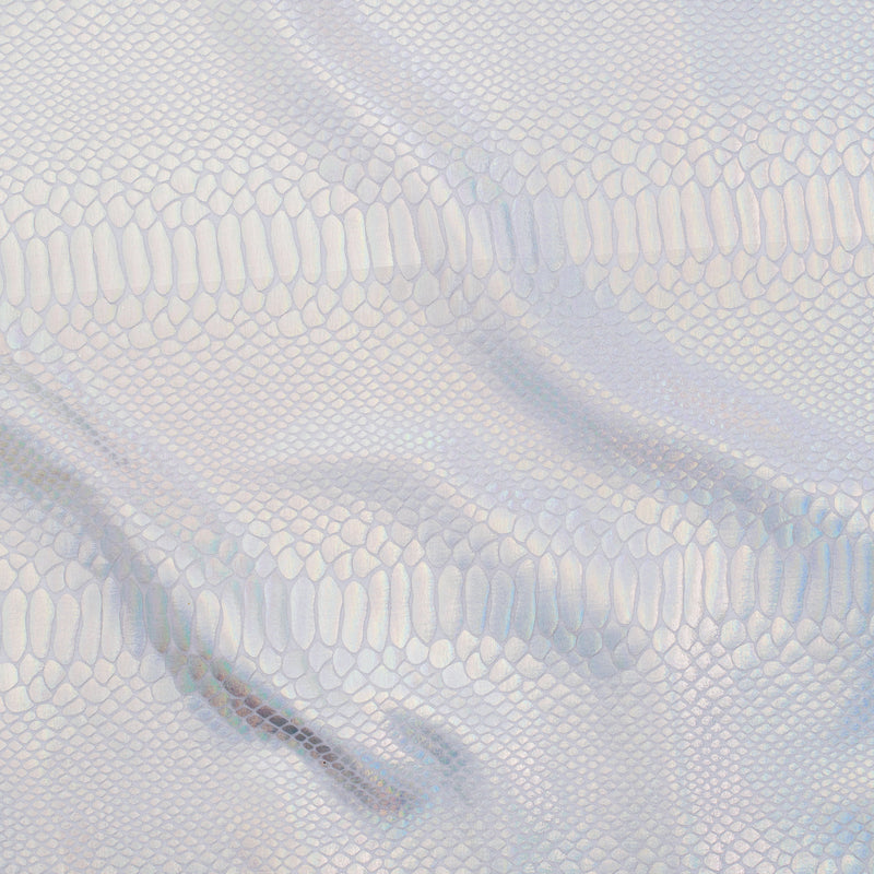 Fever Snake Foil Stretch Nylon Spandex Fabric | Spandex Palace White Silver