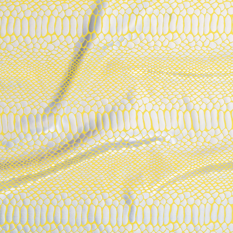 Fever Snake Foil Stretch Nylon Spandex Fabric | Spandex Palace Yellow Silver