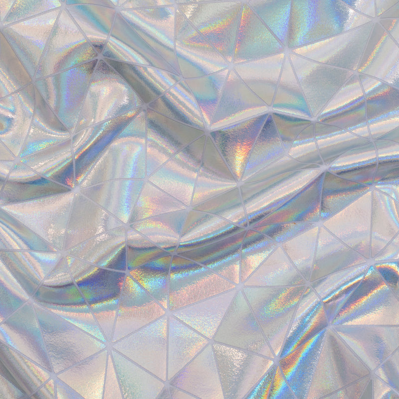 Bohemian Laser Hologram Nylon Spandex Fabric | Spandex palace White Silver
