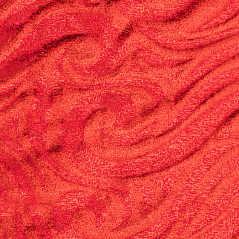 Foggy Foil Paisley Nylon Spandex Fabric with Hologram | Spandex Palace Red  Red