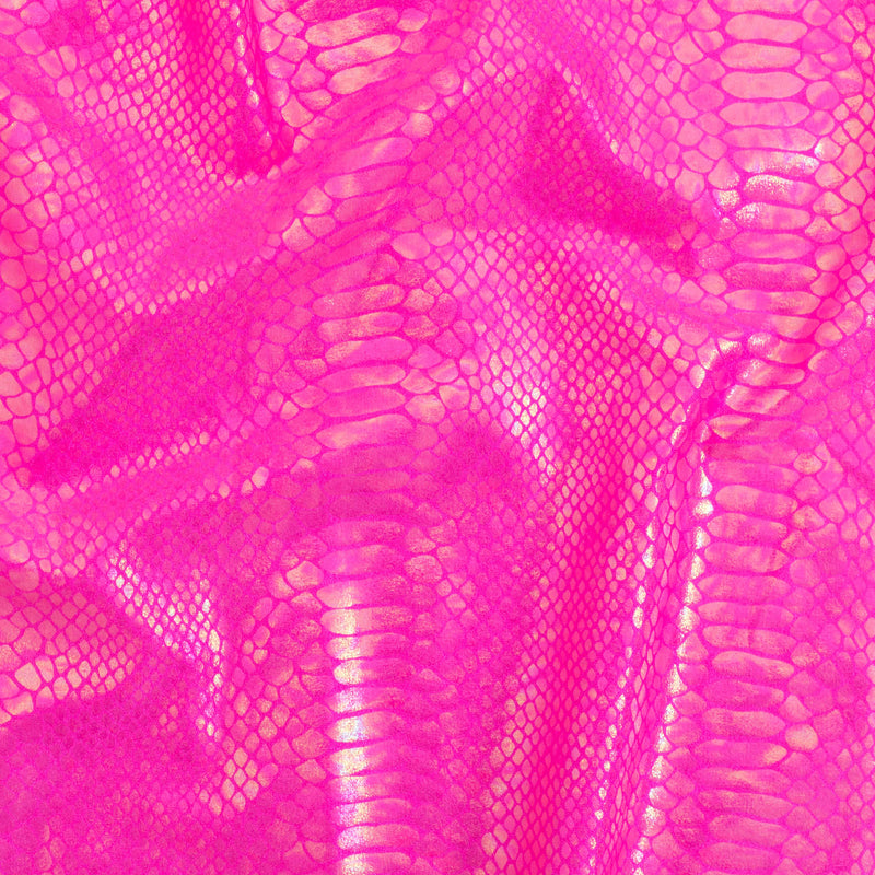Fever Snake Foil Stretch Nylon Spandex Fabric | Spandex Palace Hot Pink