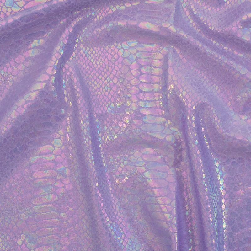 Fever Snake Foil Stretch Nylon Spandex Fabric | Spandex Palace lilac illusion