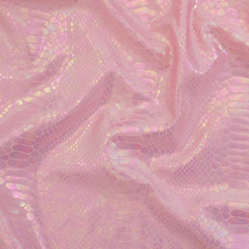 Fever Snake Foil Stretch Nylon Spandex Fabric | Spandex Palace Pink Illusion
