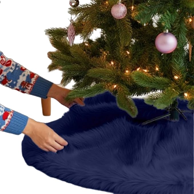 Premium Faux Fur Christmas Tree Skirt – 36 Inch Holiday Decor