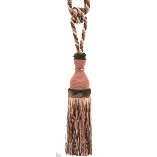 Newport Collection - 10-inch Single Tassel Tieback - BT-6004-08-06  Dusty Rose and Brown