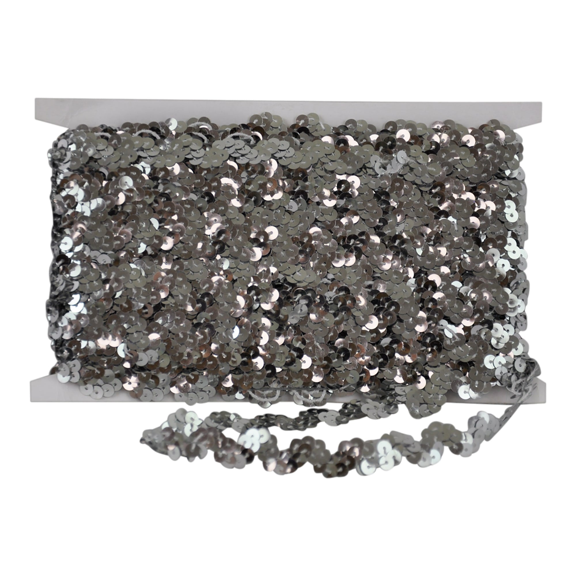 Non-Stretch Sequin Trim - 1/2" Width (25 Yard Roll) - BQ-304-11 Silver