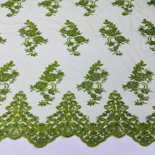 Helena Floral Beaded Lace Fabric