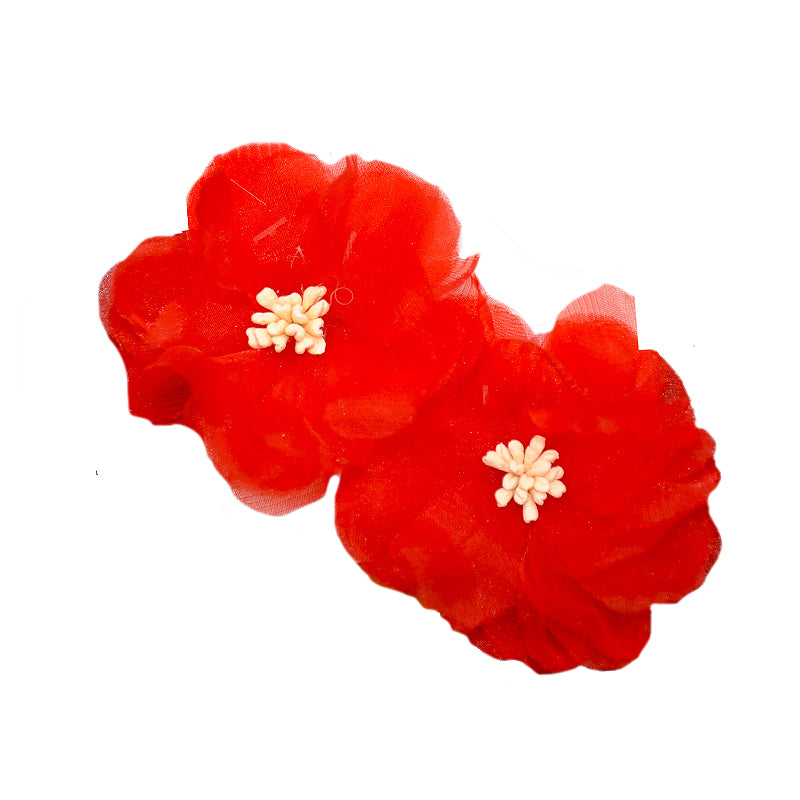 Organza Flower Appliqués - 12pcs 2 1/2" round (6 Cards Per Order) - BPP-A1-22 Red
