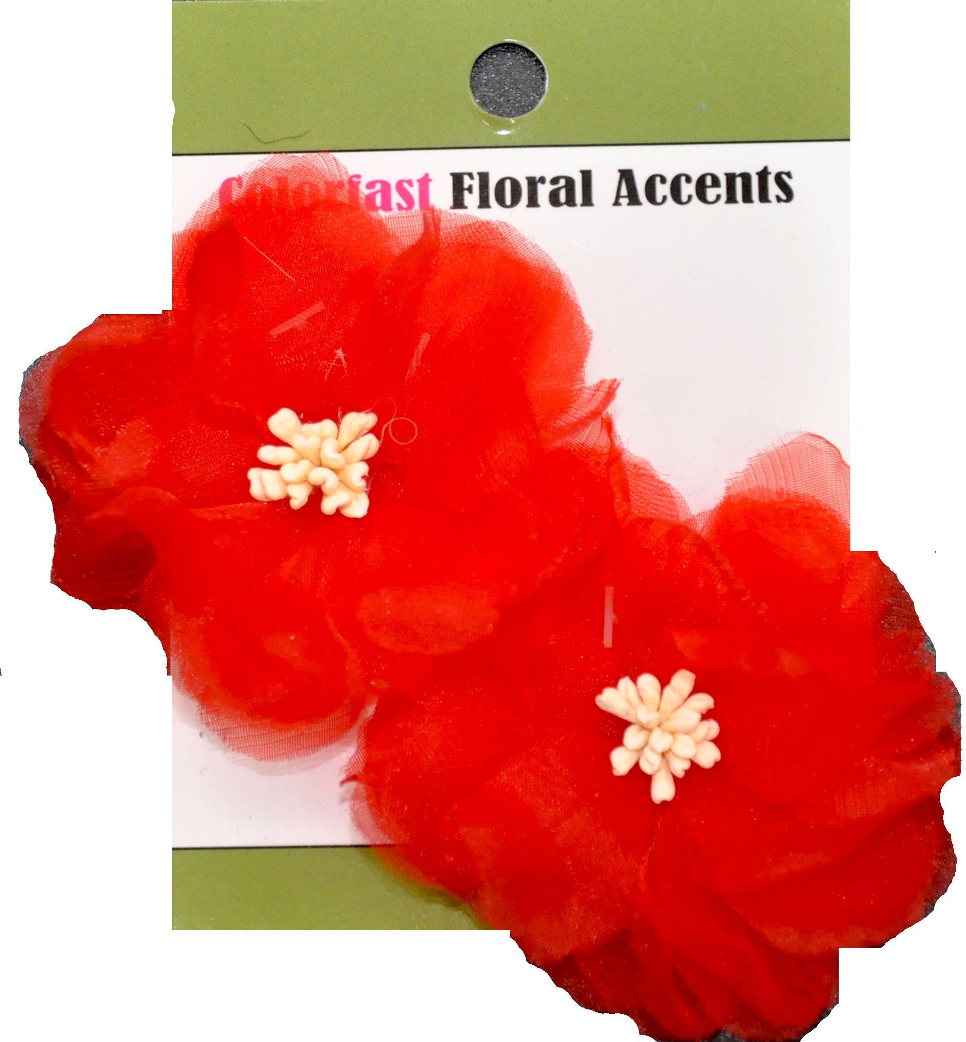 Organza Flower Appliqués - 12pcs 2 1/2" round (6 Cards Per Order) - BPP-A1-22 Red