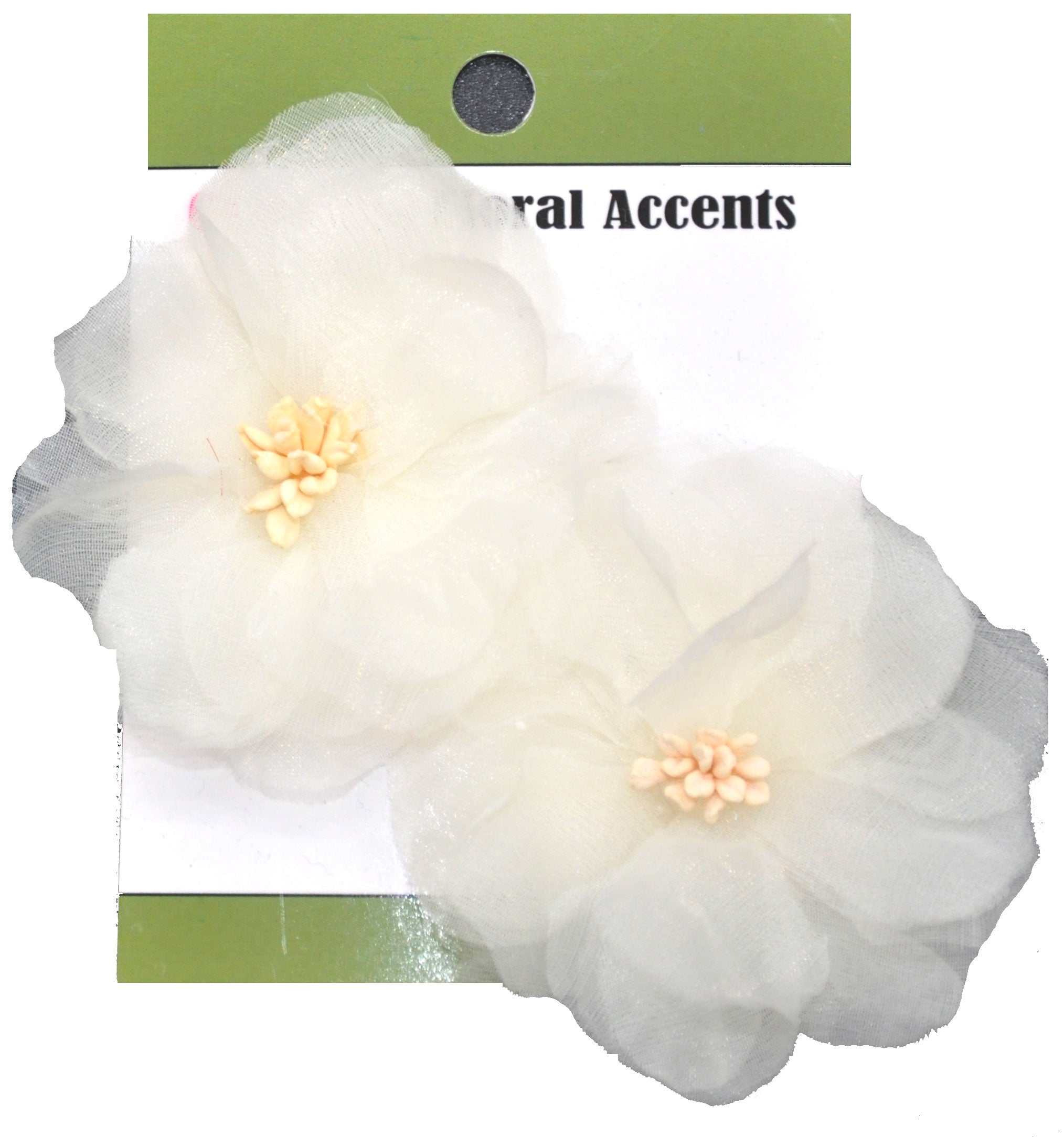 Organza Flower Appliqués - 12pcs 2 1/2" round (6 Cards Per Order) - BPP-A1-27 White