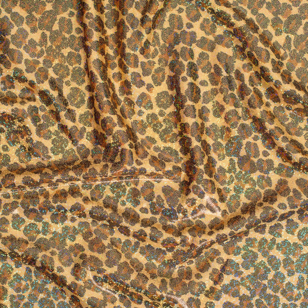 4 Poly Spandex Asian Leopard Hologram Brown Gol
