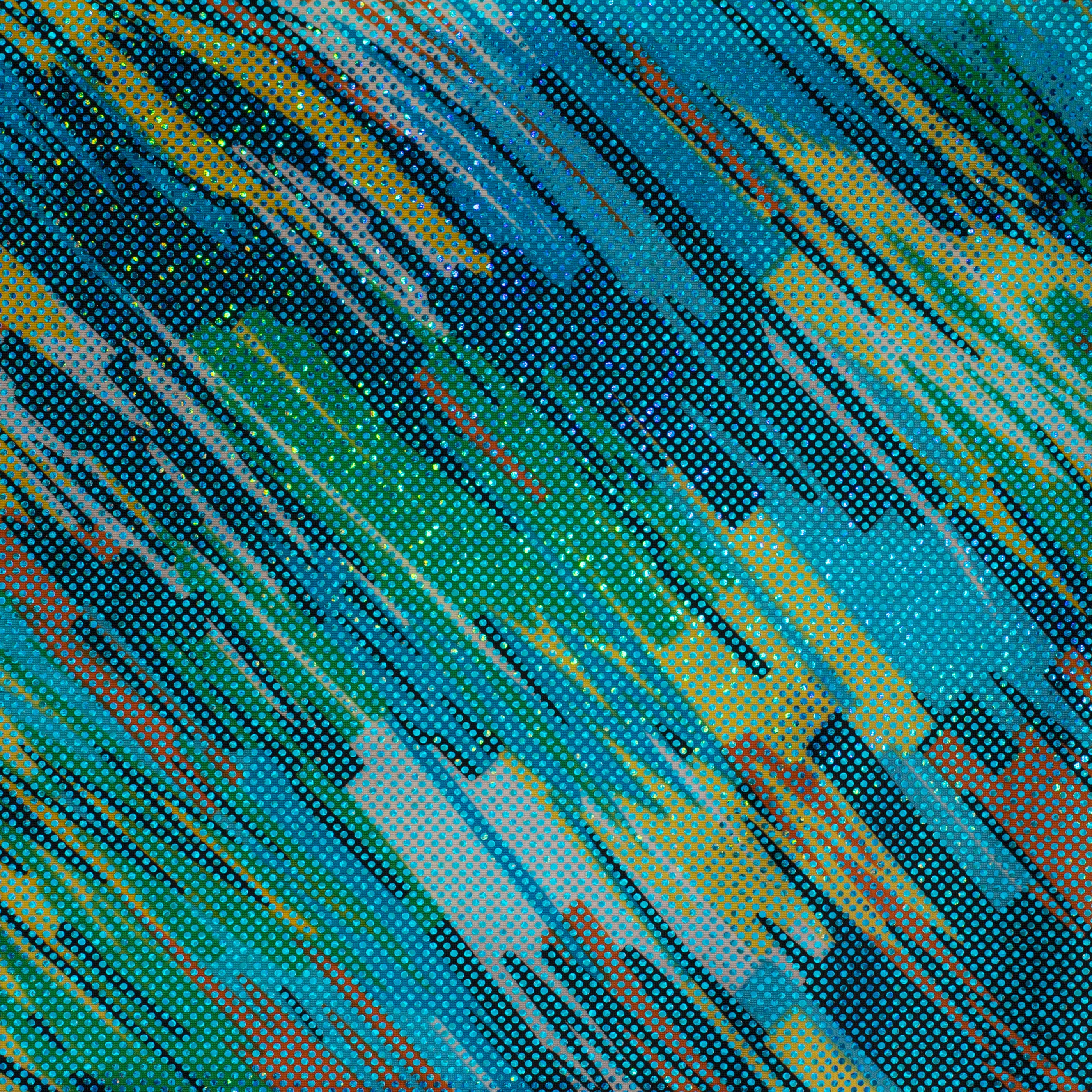 Hologram Nylon Spandex Fabric with Swing Swing Design | Spandex Palace Turquoise