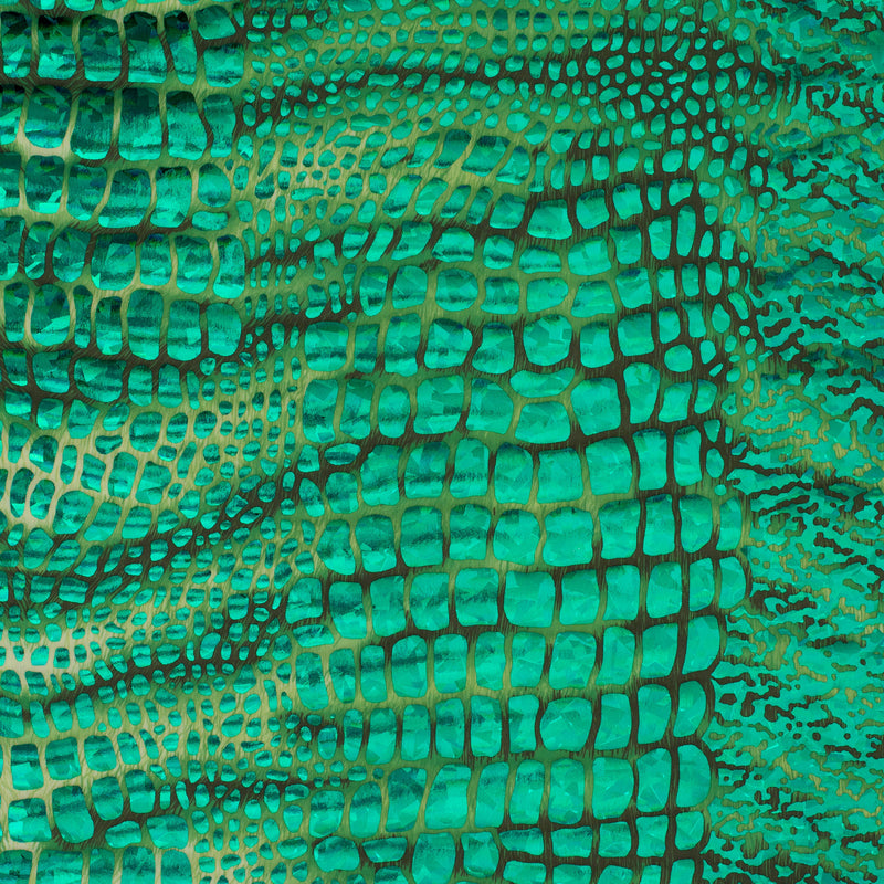 Disco Big Snake Polyester Spandex Hologram Fabric | Spandex Palace Green Green
