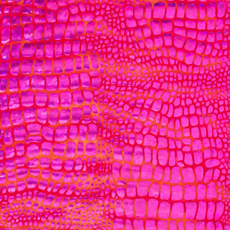 Disco Big Snake Polyester Spandex Hologram Fabric | Spandex Palace Hot Pink Fuchsia