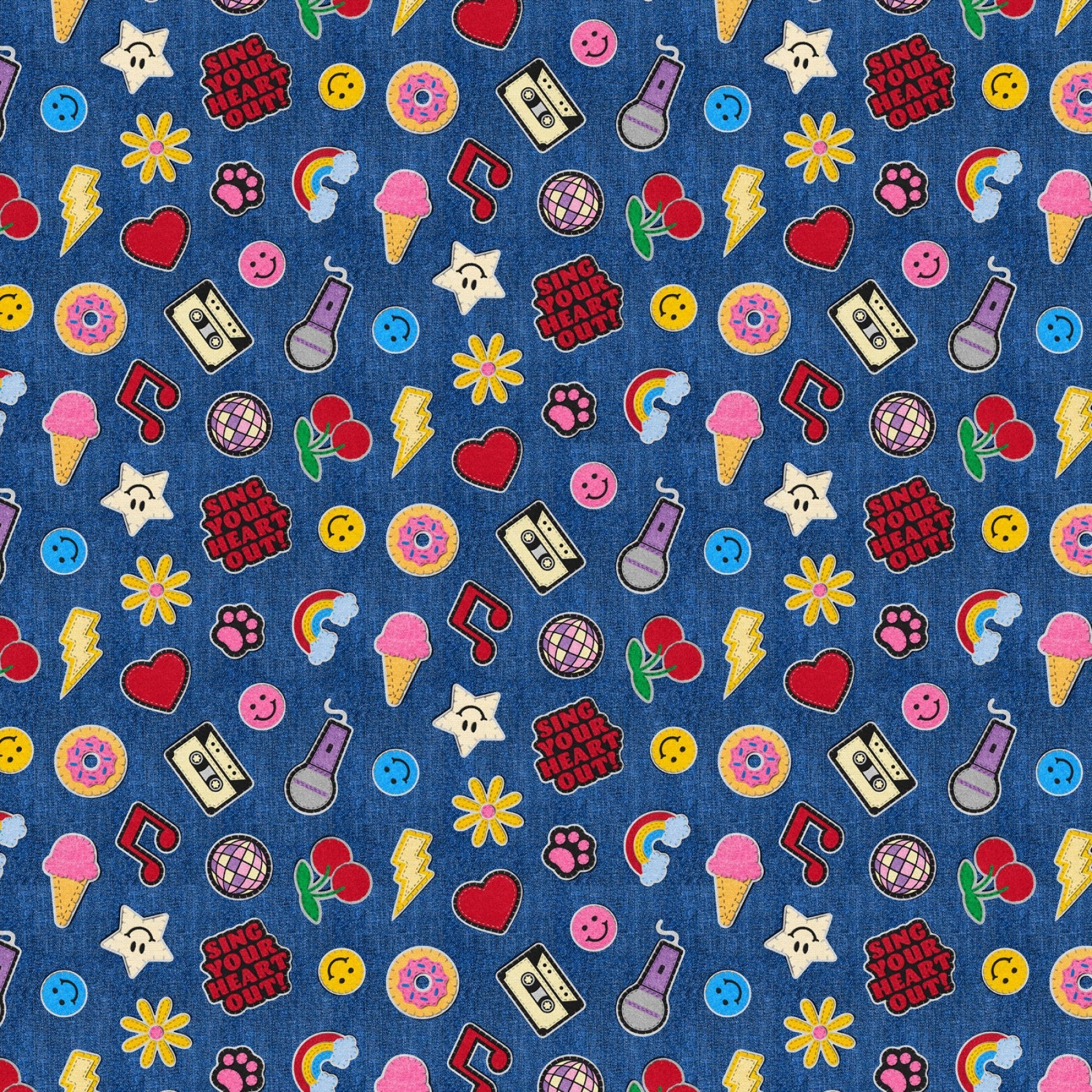 Blue Patch Perfect Girl World Cotton 43"/44" Fabric Per Yard