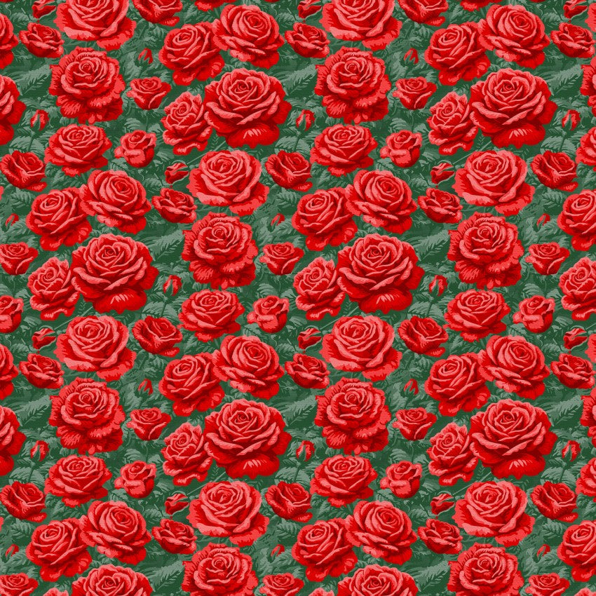 Red Roses Are Red Rose Bushes Cotton Wideback 118"  Fabric Per Yard