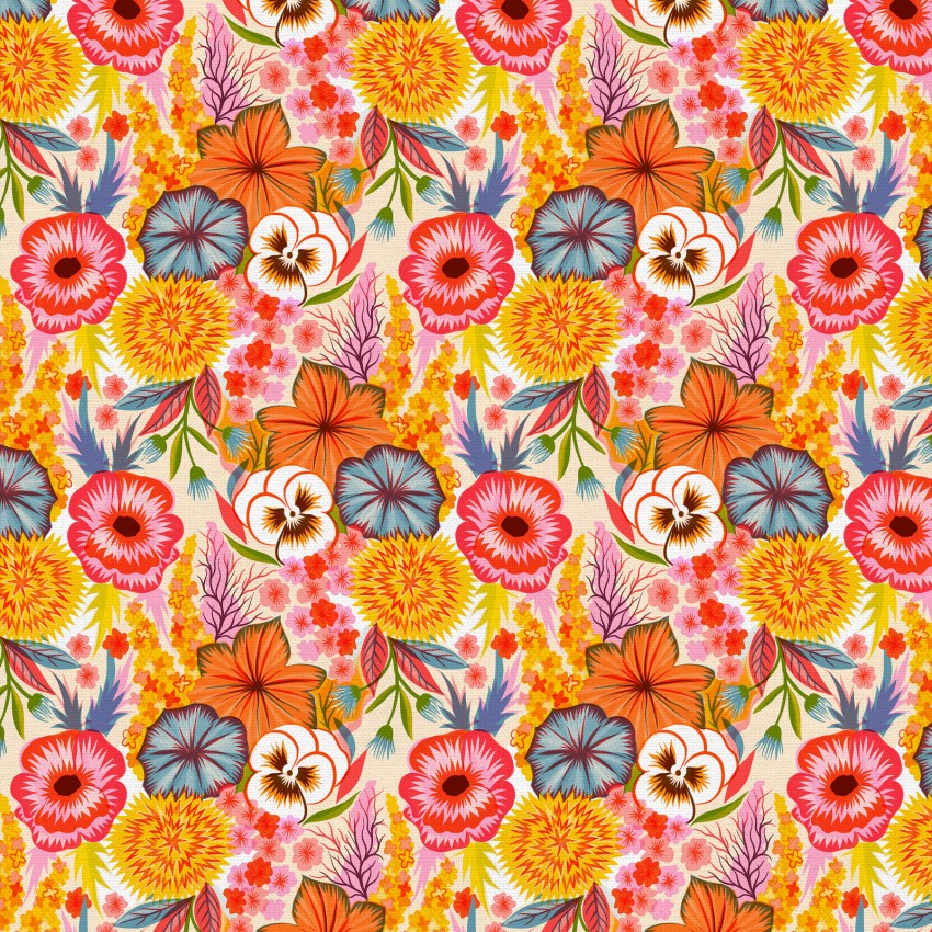 Multi Bubble Bath Flower Carpet Cotton Wideback 118" Fabric Per Yard