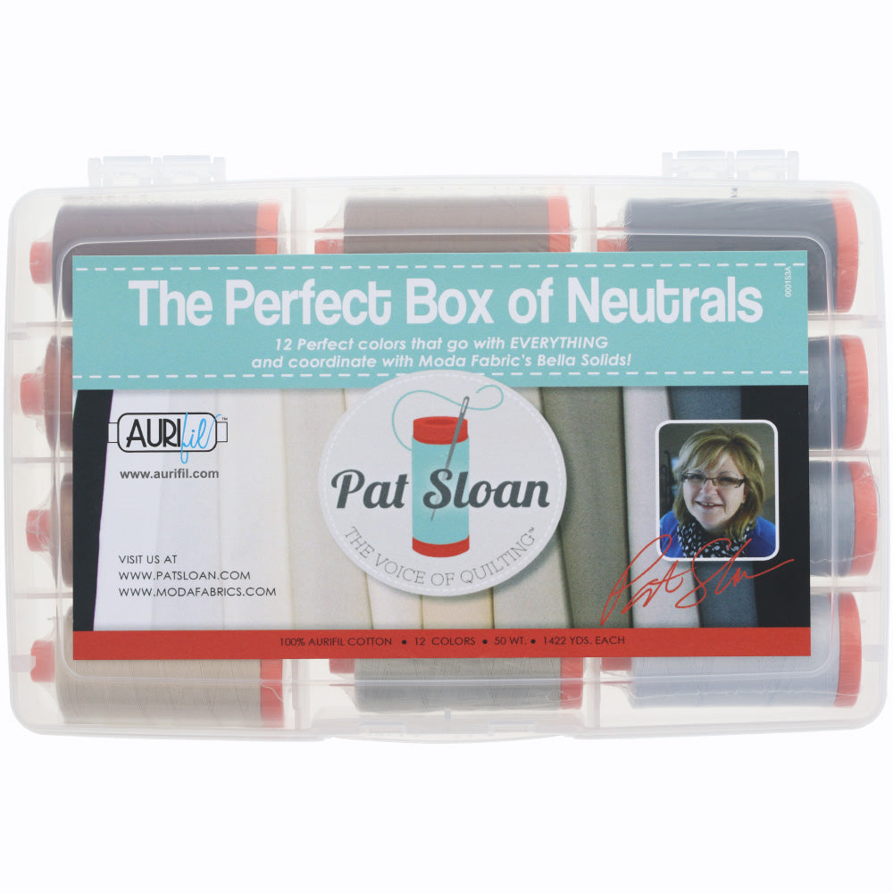 Pat Sloan's Perfect Box of Neutrals Thread Collection, Aurifil (50wt)