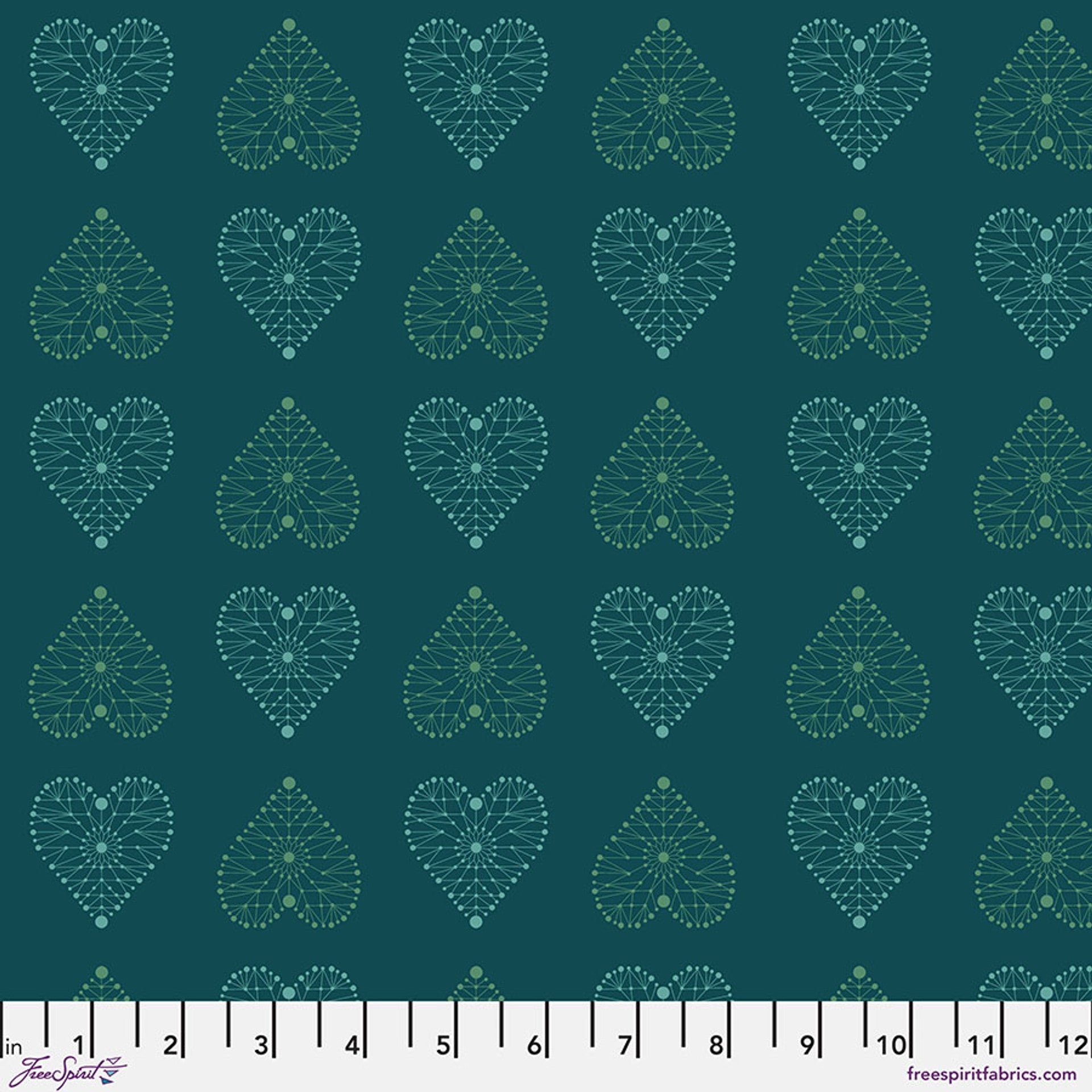 Enrapture by Giucy Giuce Amour - Turquoise Cotton 44"/45" Fabric Per Yard
