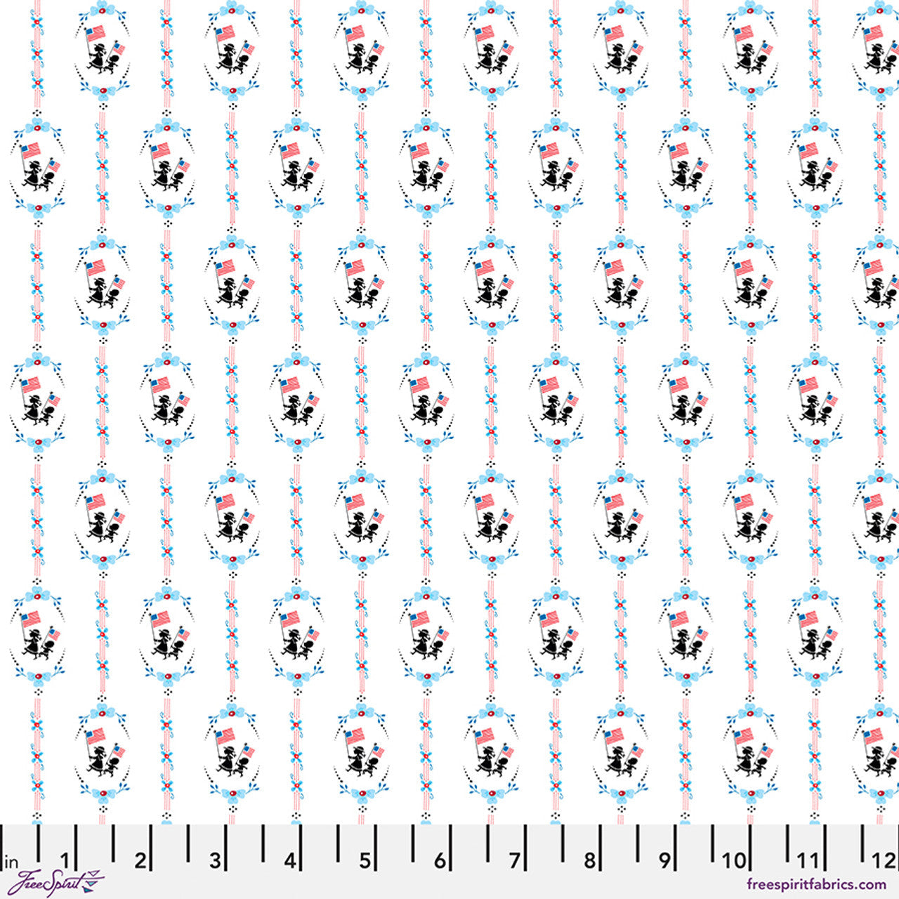 White Children March On Americas Birthday Cotton 44"/45" Fabric Per Yard